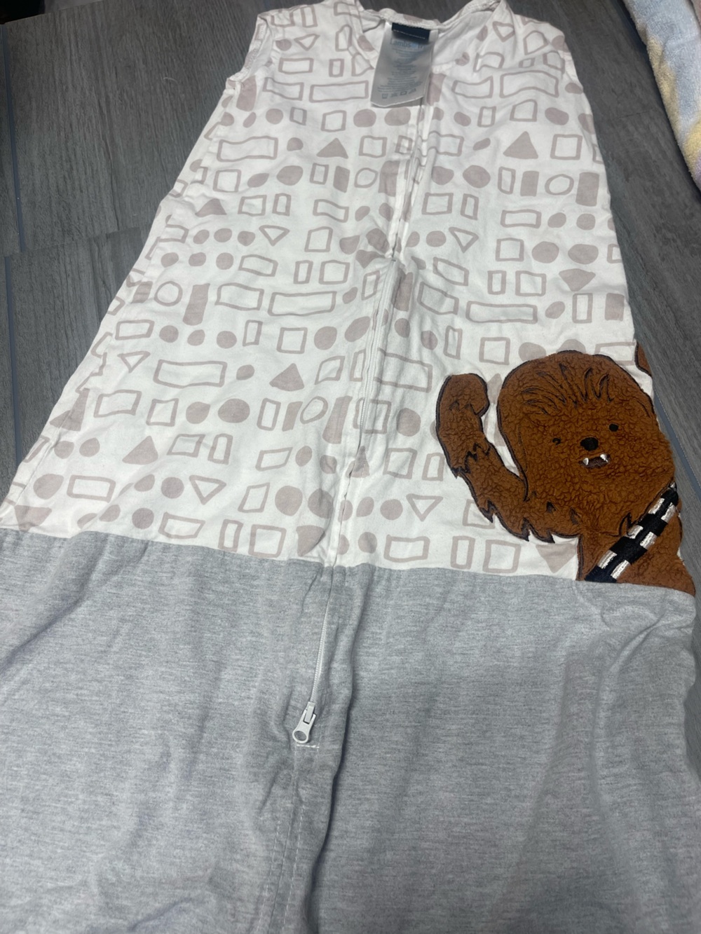 Gray & White Toddler Sleep Sack Romper with Chewbacca Applique